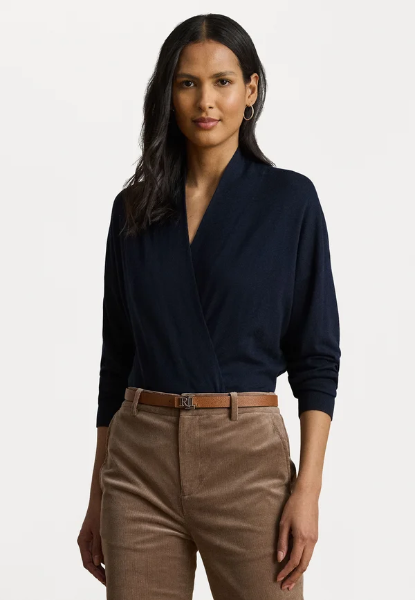 COTTON-MODAL SURPLICE SWEATER - Strickpullover - lauren navy