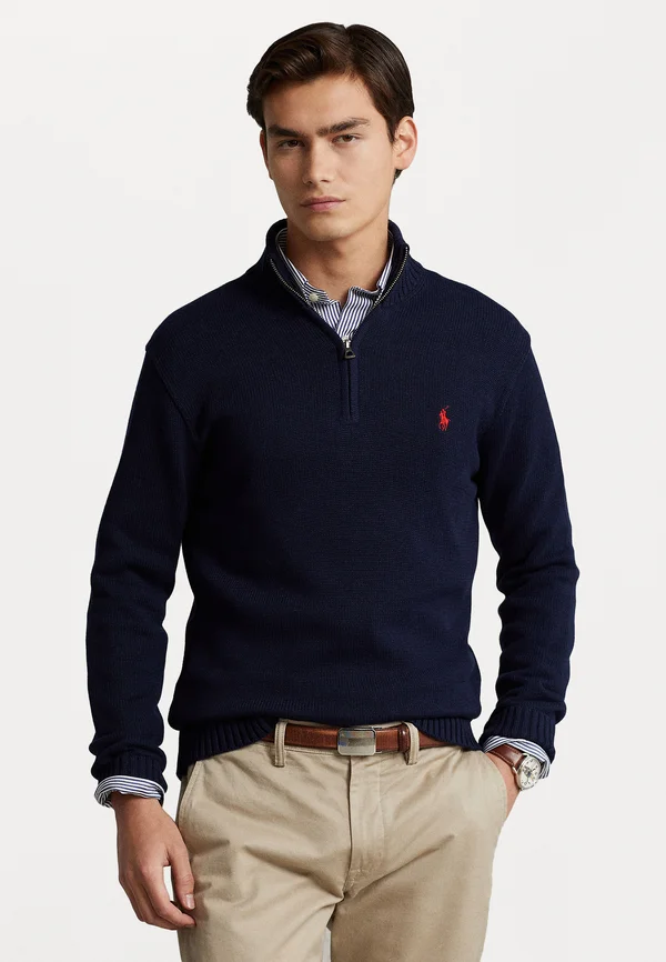 COTTON QUARTER ZIP SWEATER - Strickpullover - hunter navy