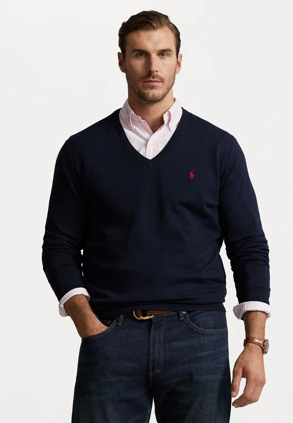 COTTON V-NECK SWEATER - Strickpullover - hunter navy