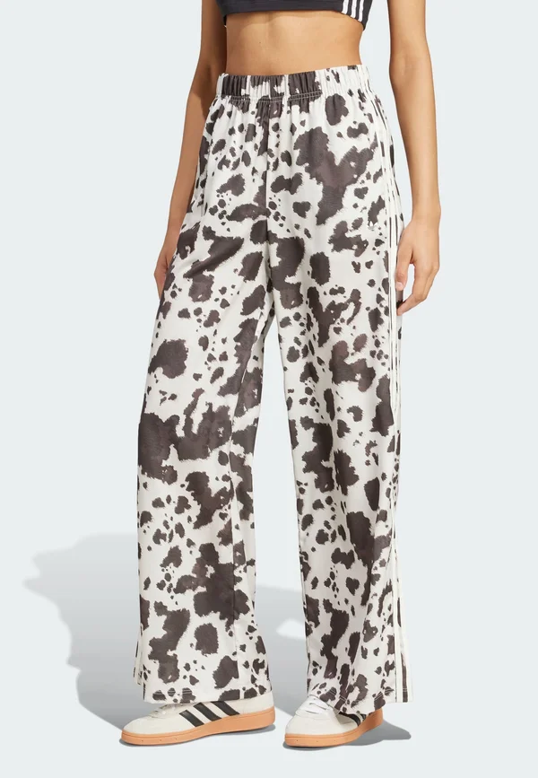 COW PRINT SATIN WIDE LEG - Jogginghose - multicolor off white