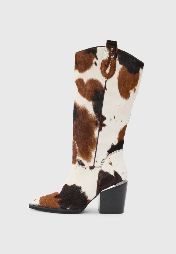 Cowboy-/Bikerboot - brown/off white