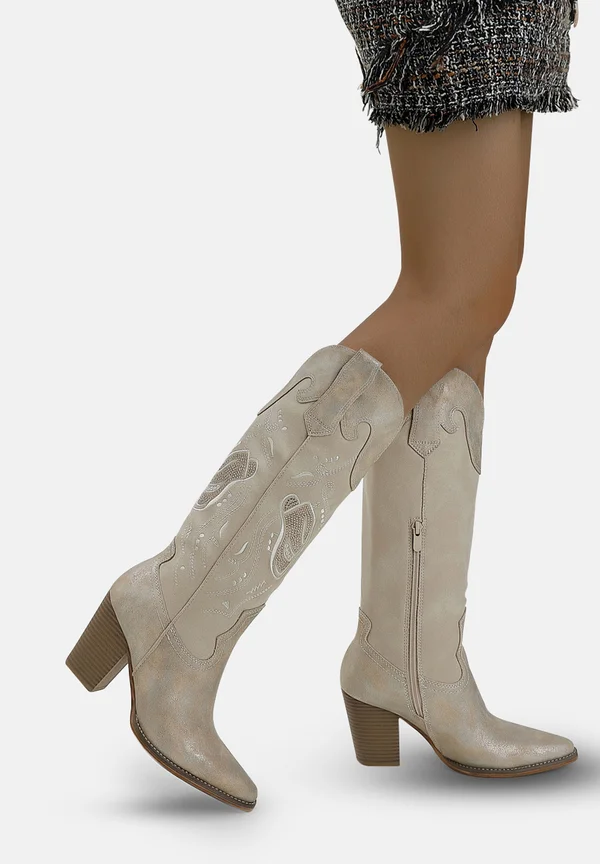 Cowboy-/Bikerboot - silberfarben