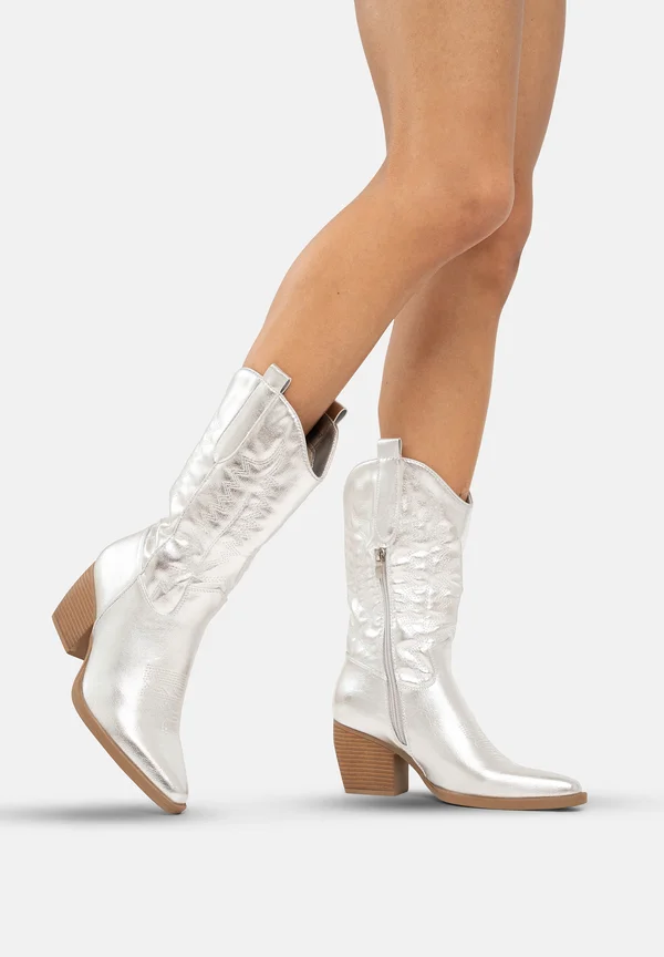 Cowboy-/Bikerboot - silver-coloured