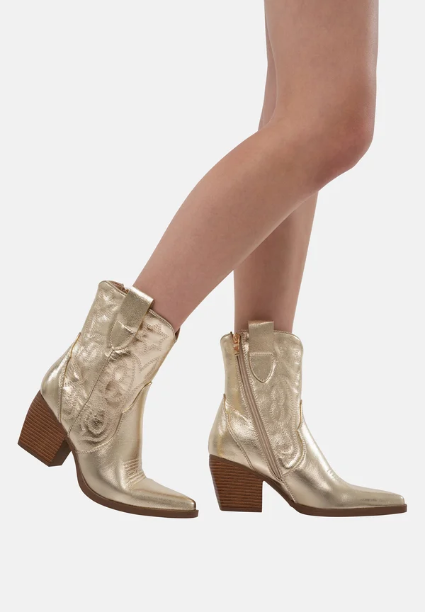 Cowboy-/Bikerstiefelette - goldfarben