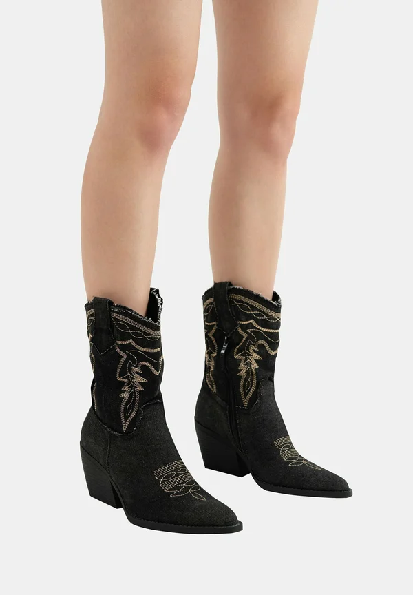 Cowboy-/Bikerstiefelette - schwarz