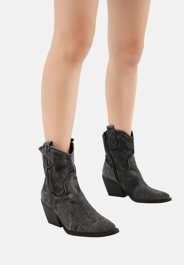 Cowboy-/Bikerstiefelette - schwarz