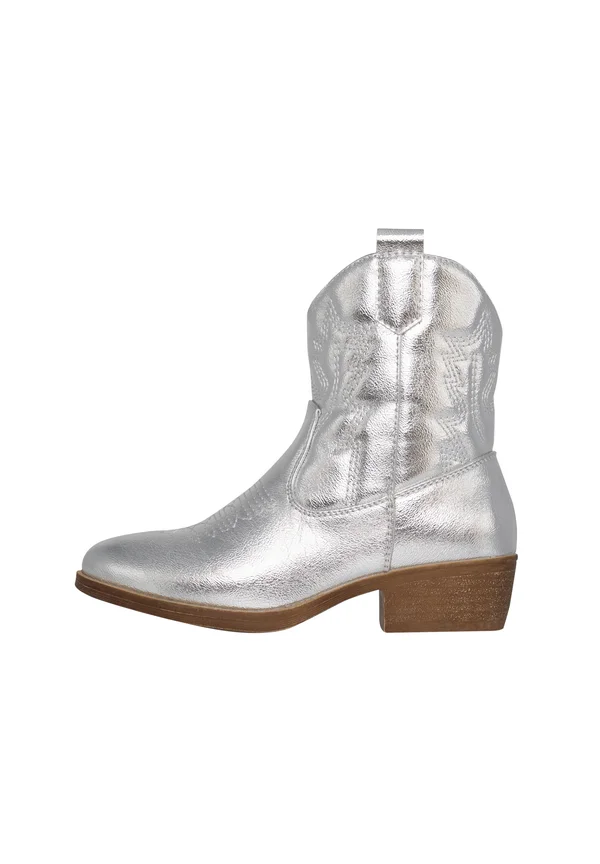 Cowboy-/Bikerstiefelette - silberfarben