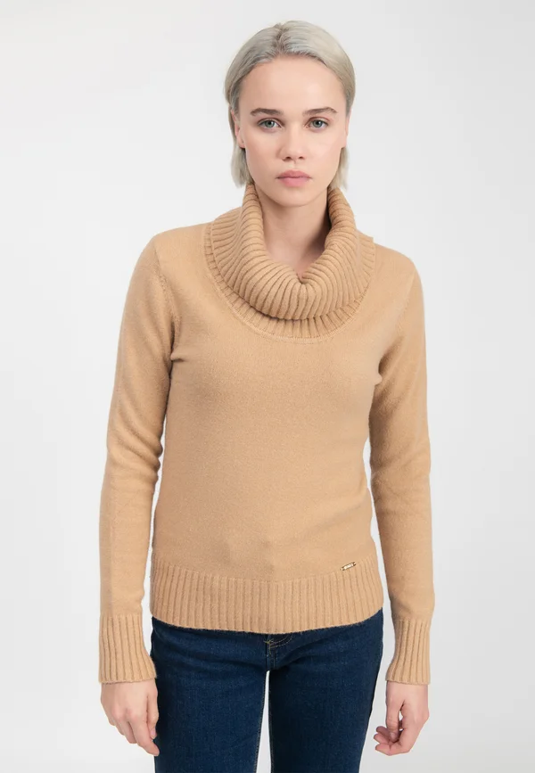 COWL-NECK - Strickpullover - camel