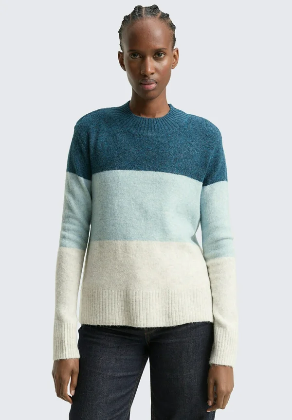COZY COLOR BLOCK - Strickpullover - petrol mint/beige colorblock