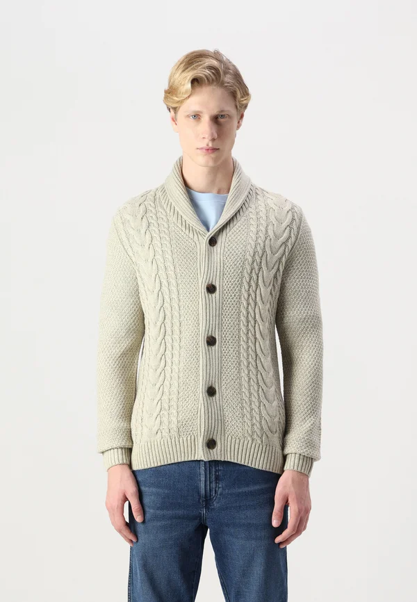 CRAIG SHAWL NECK - Strickjacke - white