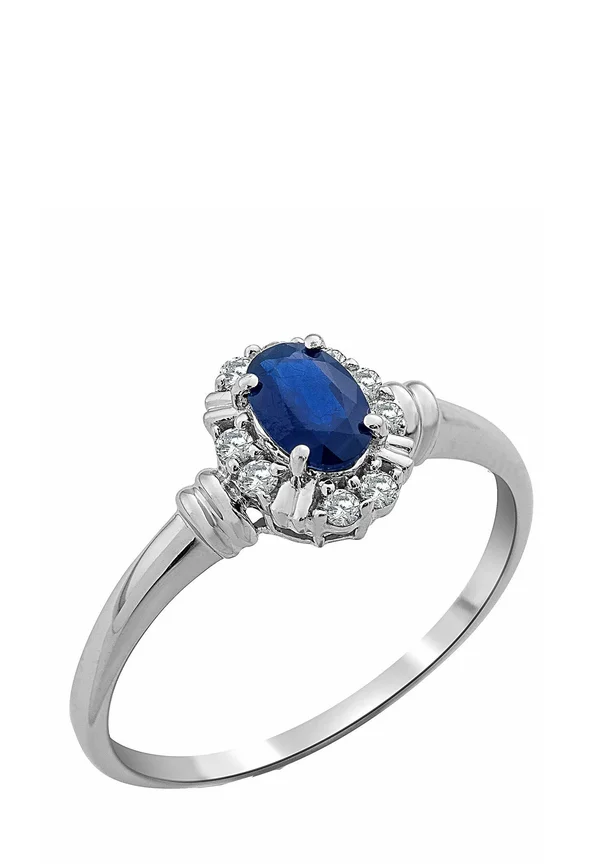 CREATED SAPPHIRE AND DIAMOND CLUSTER - Ring - white gold