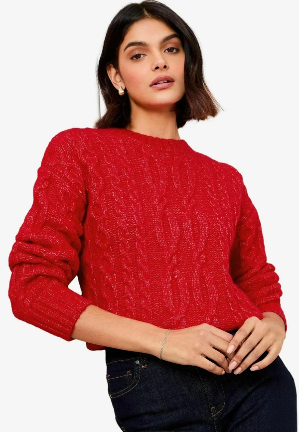 CREW NECK CABLE - Strickpullover - red