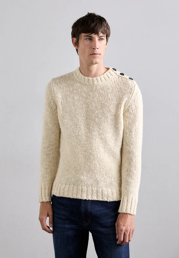 CREW NECK - Strickpullover - alabaster