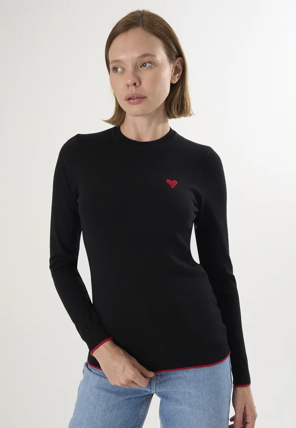 CREW NECK - Strickpullover - black