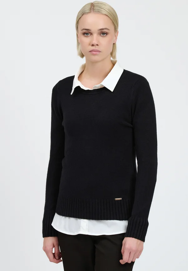 CREW-NECK - Strickpullover - black