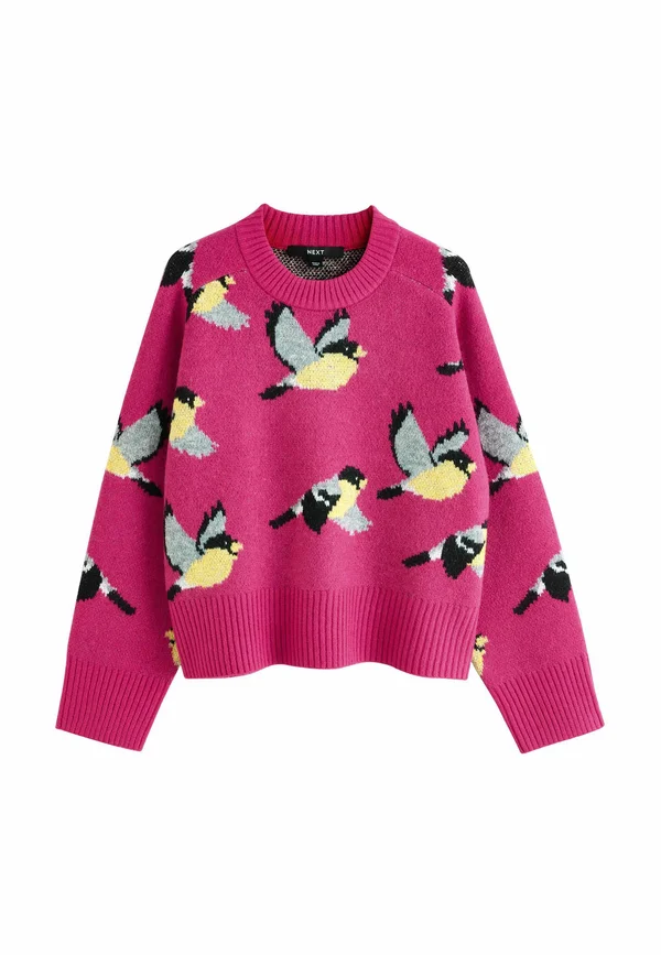 CREW NECK  - Strickpullover - bright pink bird