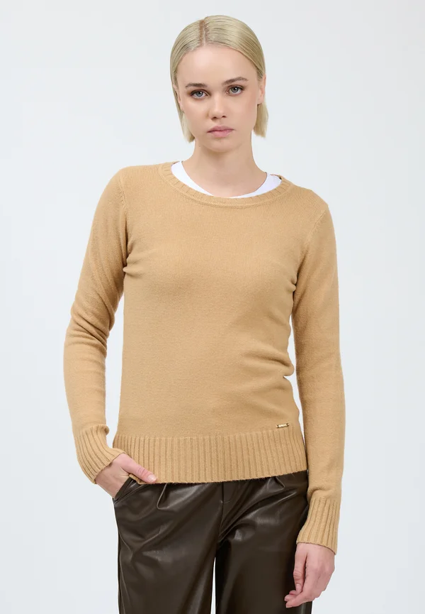 CREW-NECK - Strickpullover - camel