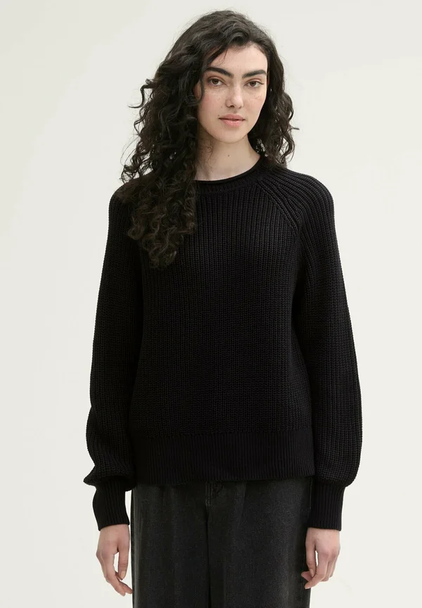 CREW NECK - Strickpullover - deep black