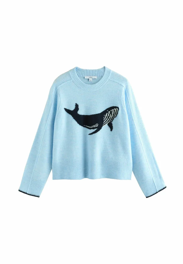CREW NECK - Strickpullover - light blue whale