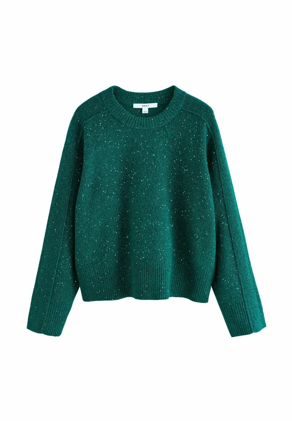 CREW NECK - Strickpullover - teal blue sequin