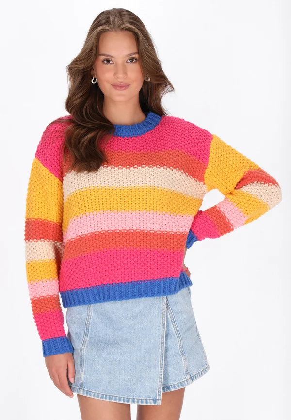 CREW NECK STRIPED - Strickpullover - pink multicolor