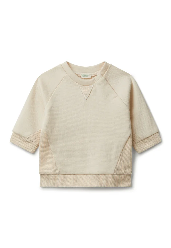 CREWNECK IN TRIANGLE MOTIF ON CUFFS AND HEM I CONCEALED BUTTON OPENING ON RAGLAN, LOGO LABEL - Sweatshirt - beige
