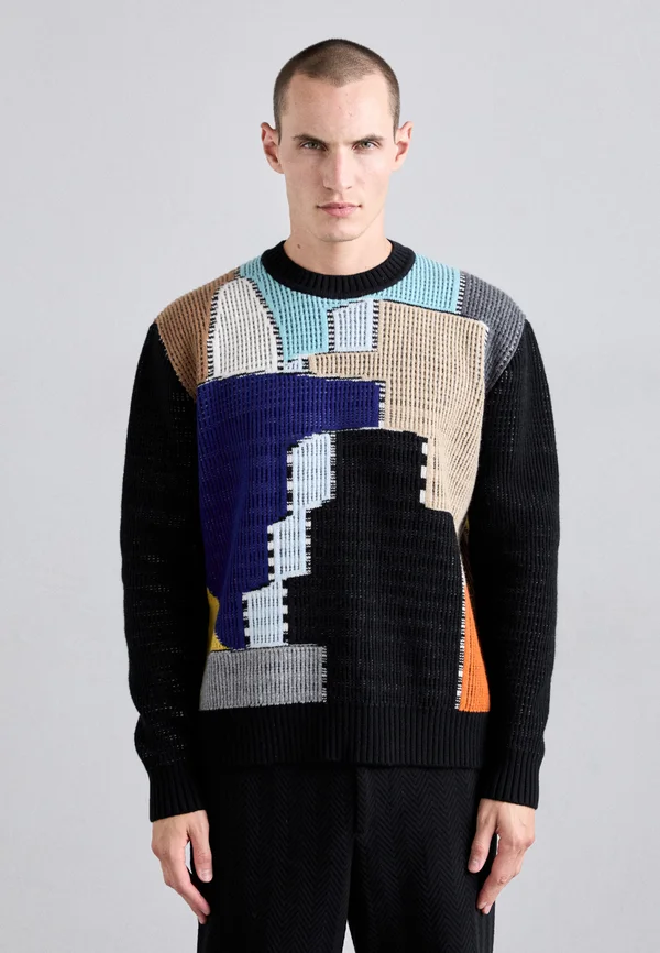 CREWNECK - Strickpullover - black/white