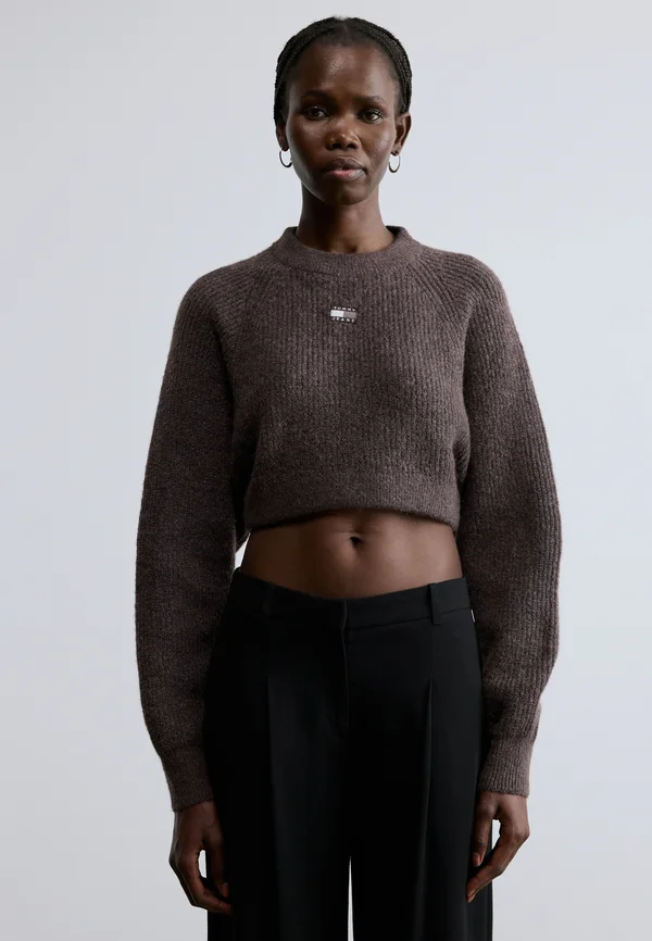 CROP BADGE SWEATER  - Strickpullover - black walnut