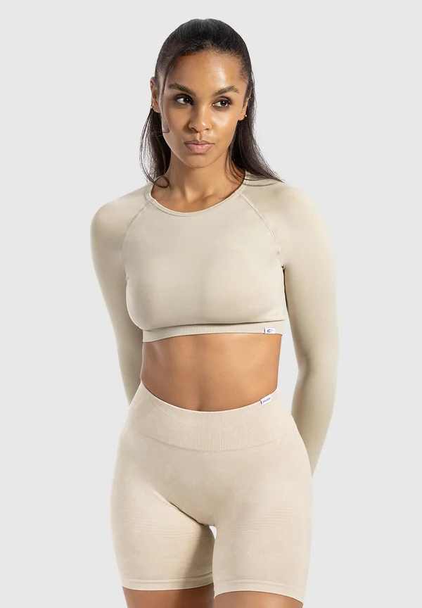 CROP LONGSLEEVE BETHY SEAMLESS - Langarmshirt - taupe