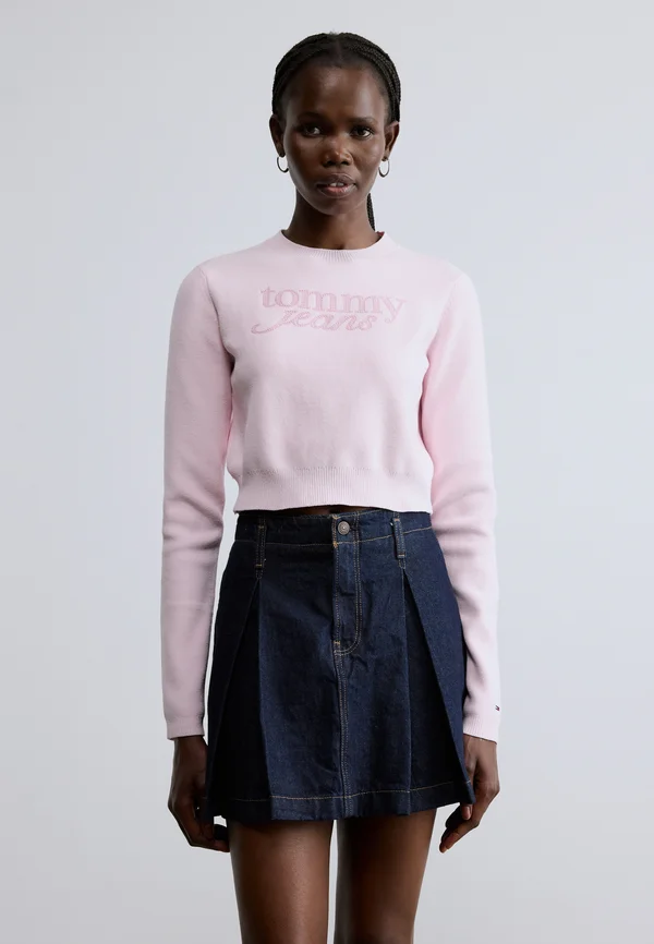 CROP SCRIPT SWEATER - Strickpullover - light pink