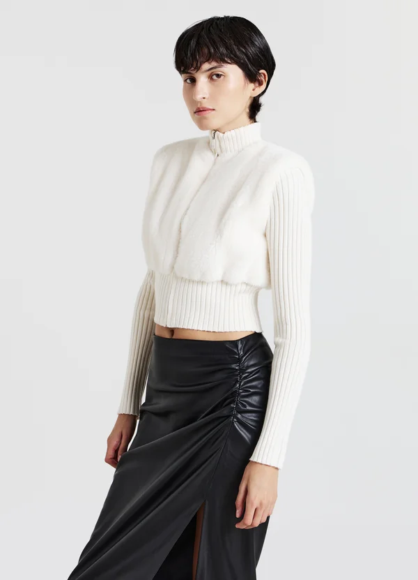CROP - Strickjacke - gesso