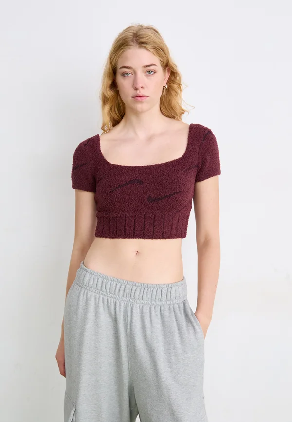 CROP - T-Shirt basic - burgundy crush