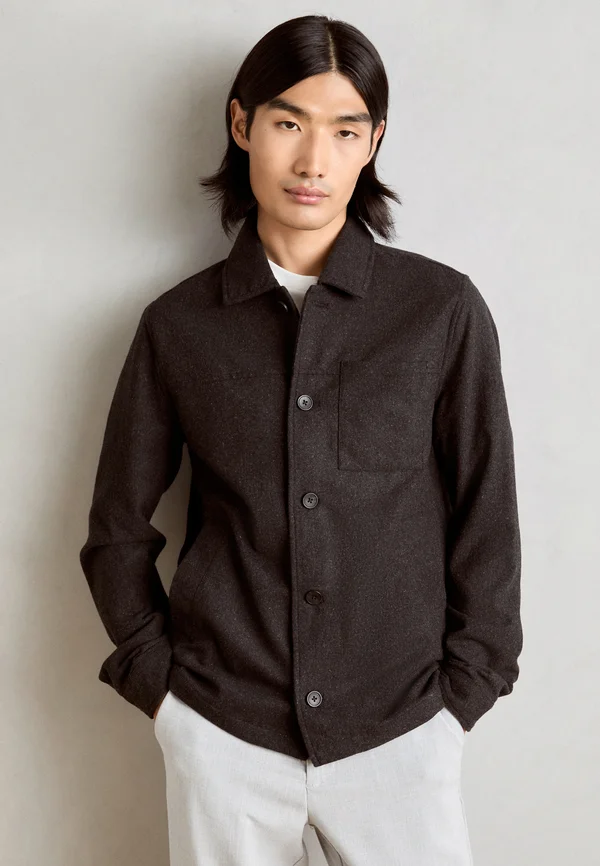 CROPPED LENGTH OVERSHIRTJACKET - Übergangsjacke - black melange