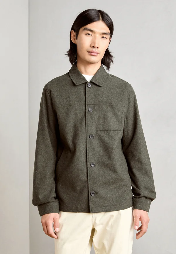 CROPPED LENGTH OVERSHIRTJACKET - Übergangsjacke - dark khaki melange