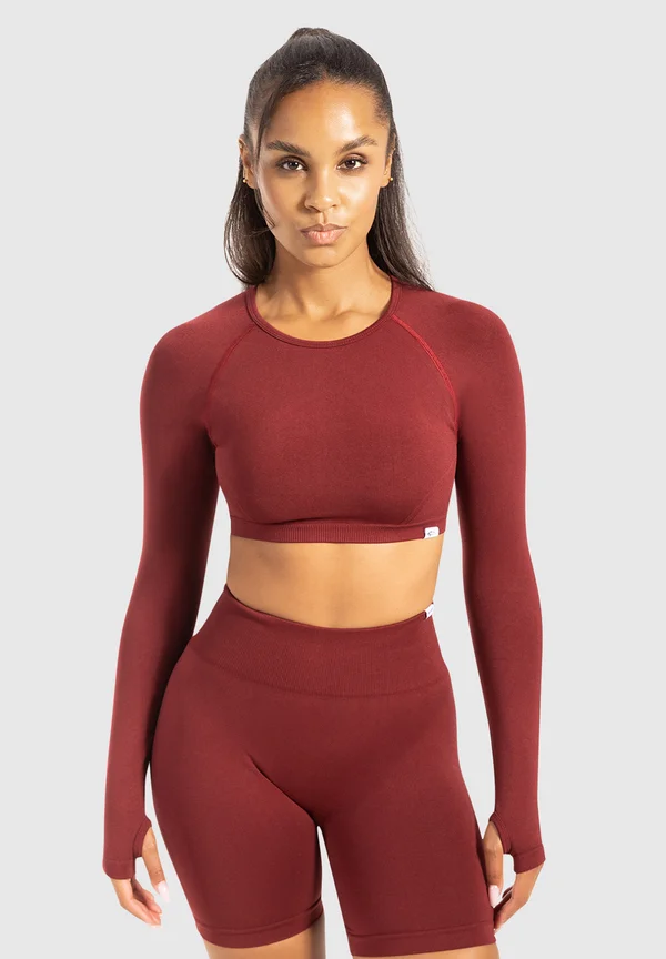 CROPPED LONG SLEEVE THUMB HOLES LINNEA - Langarmshirt - bordeaux