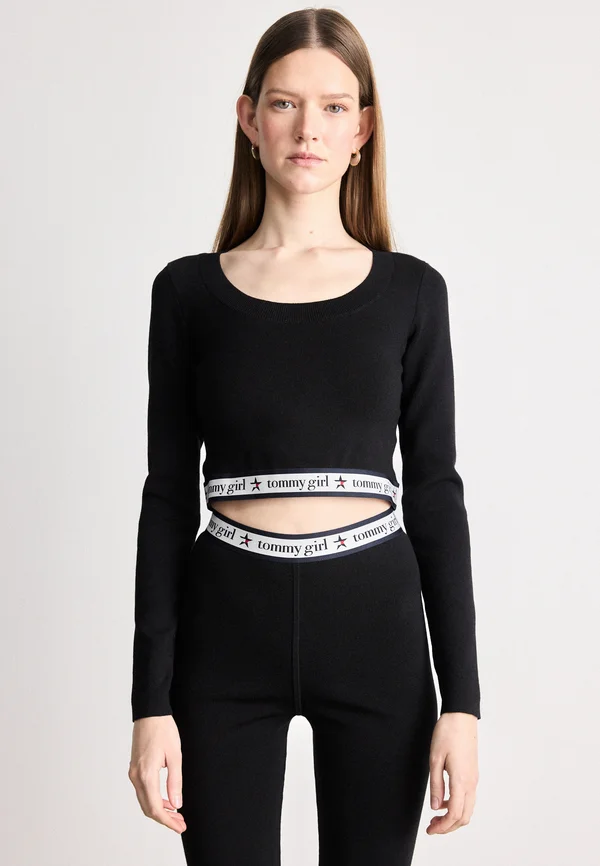 CROPPED LONGSLEEVE - Strickpullover - black