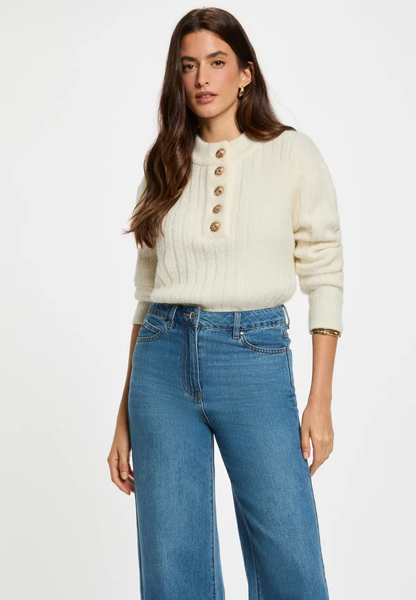 CROPPED WITH HIGH NECK - Strickpullover - ivoire
