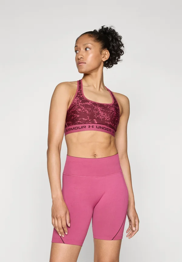 CROSSBACK MID PRINT - Sport-BH mit mittlerer Stützkraft - fuchsia dusk/dark maroon