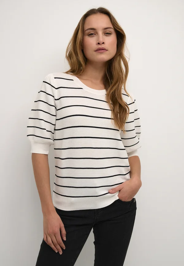 CRSILLAR - Strickpullover - eggnog black stripe