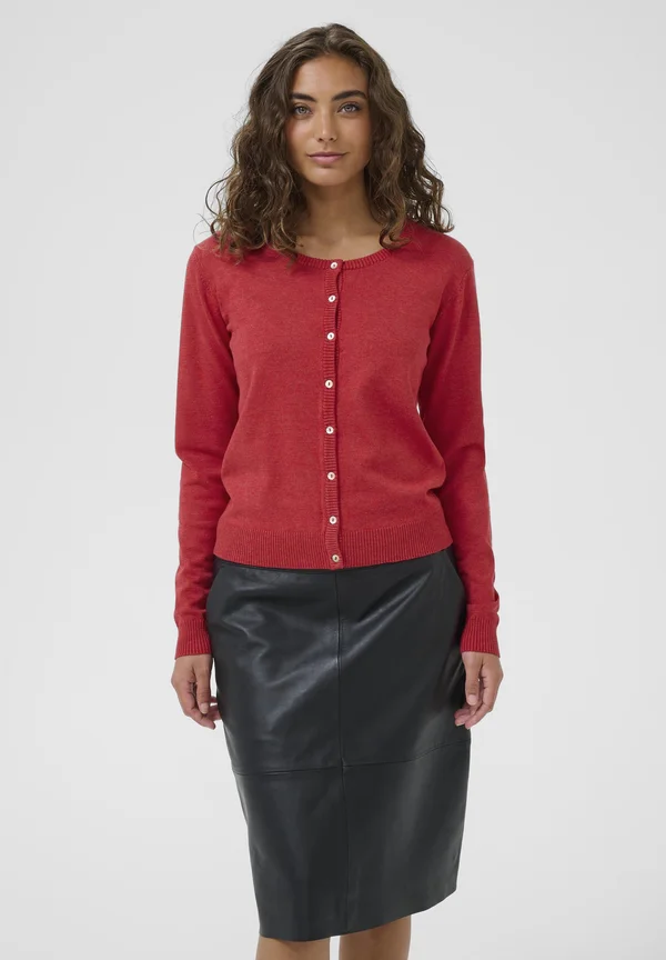 CUANNEMARIE KNIT CARDIGAN - Strickjacke - chili pepper melange