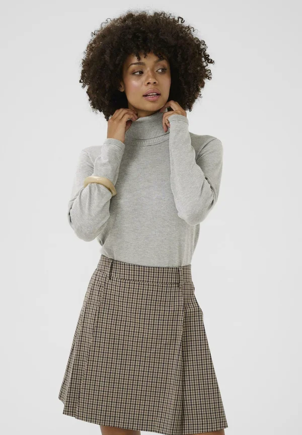 CUANNEMARIE LOOSE ROLL-NECK - Strickpullover - light grey melange