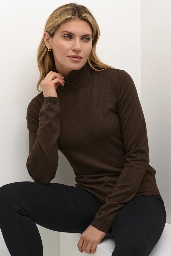 CUANNEMARIE ROLLNECK - Strickpullover - demitasse melange