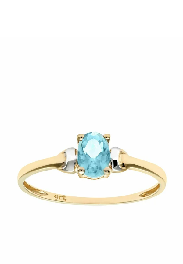 CUBIC ZIRCONIA AQUAMARINE BIRTH STONE  - Ring - yellow gold