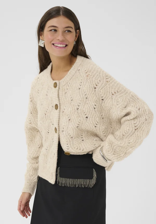 CUKIMMY KNIT CARDIGAN - Strickjacke - oyster gray solid melange