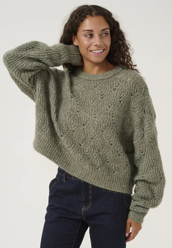 CUKIMMY - Strickpullover - dusky green melange