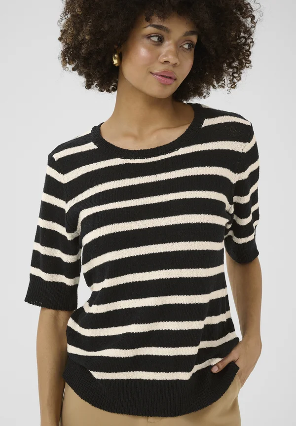 CUMesa Short Sleeve - Strickpullover - black whitecap stripe