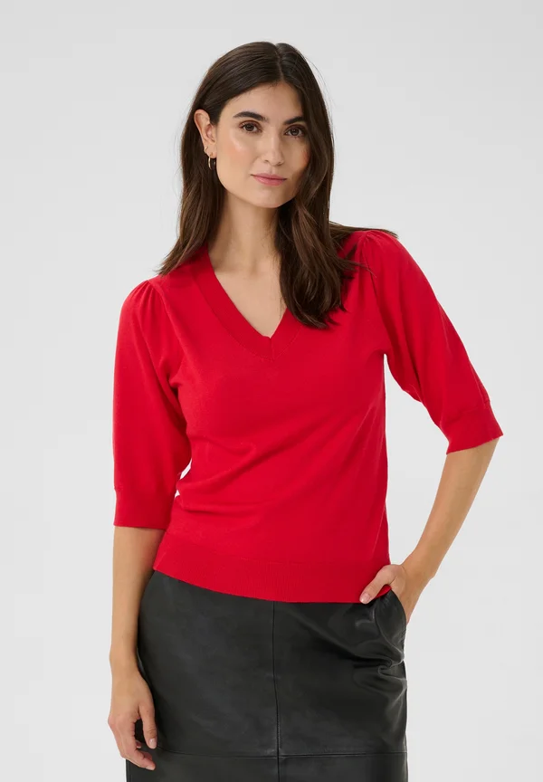 CUPINNIE ANNEMARIE  VNECK - Strickpullover - chinese red melange