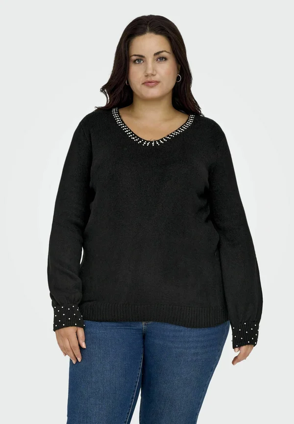 CURVY V-AUSSCHNITT - Strickpullover - black