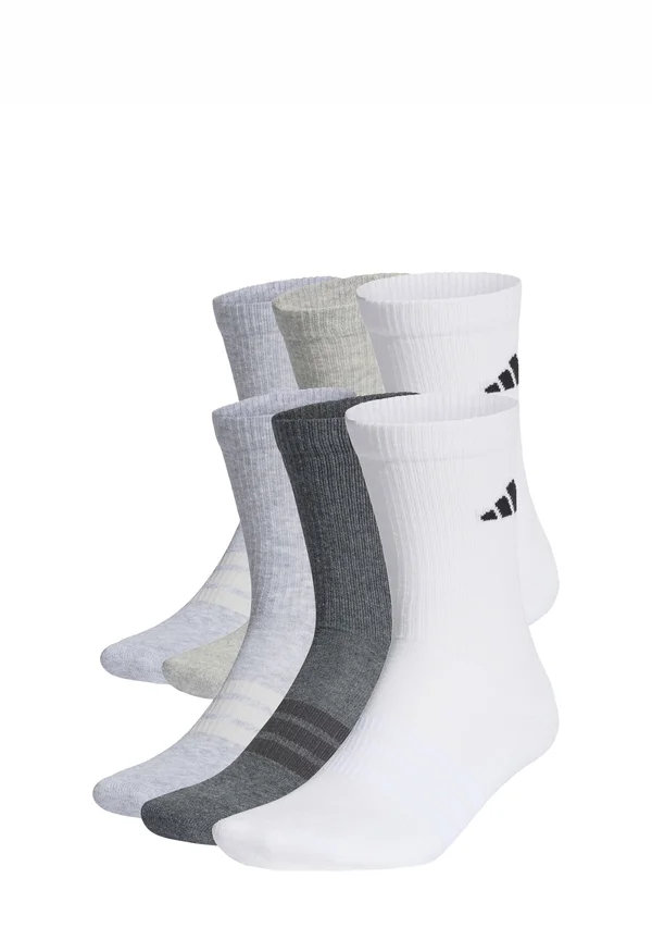 CUSHIONED CREW 6 PAIR PACK - Sportsocken - white/light grey heather/medium grey heather/dark grey heath