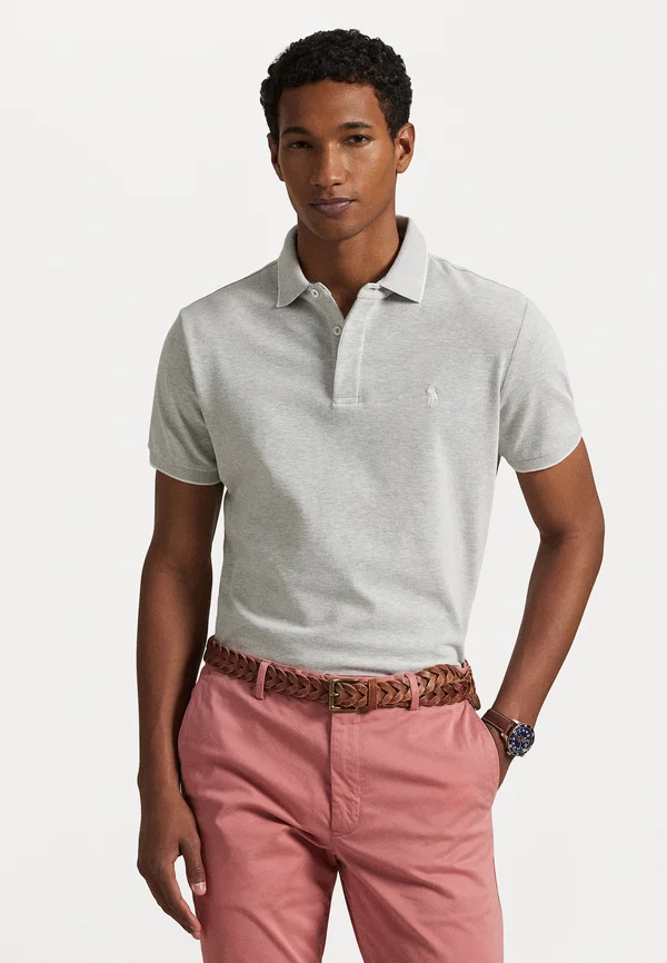 CUSTOM SLIM FIT STRETCH OXFORD MESH POLO - Poloshirt - andover heather/white